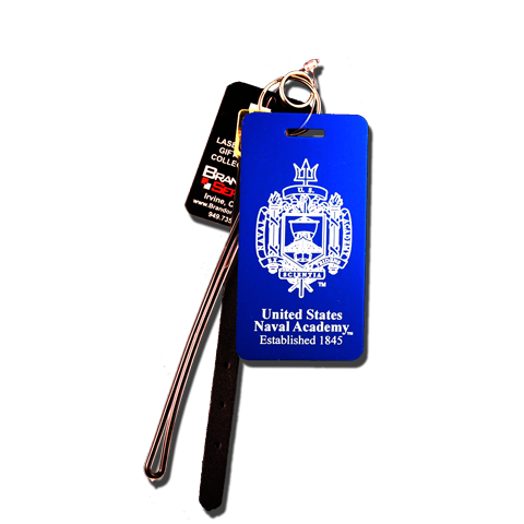 Blue Naval Academy Crest Large Anodized Aluminum Luggage Tag
