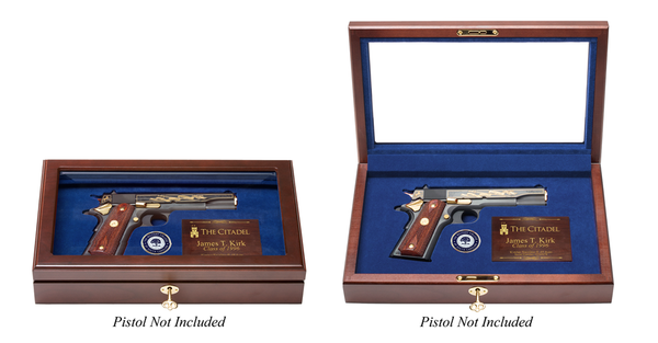 The Citadel Class of 1981 40th Class Reunion Pistol Display Case - Glass Top