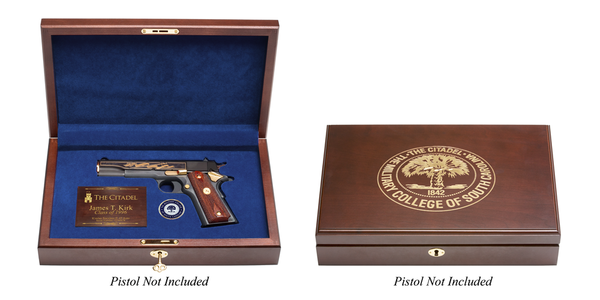 The Citadel Pistol Display Case - Engraved Top