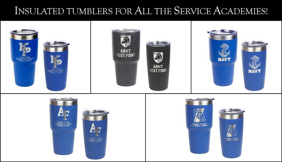 Laser Engraved Insulated Tumblers for all the Service Academies