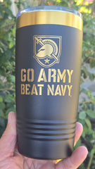 New Gold 20oz Tumbler - Go Army! Beat Navy!