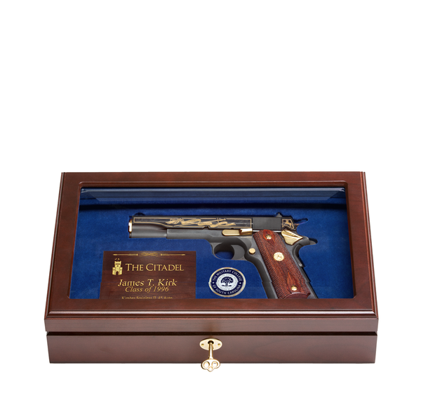 Custom Single Pistol Display Case - Glass Top | Academy Commemoratives, LLC