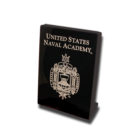 USNA Academy Crest 5x7 Plaque Stand-up - Black Lacquer