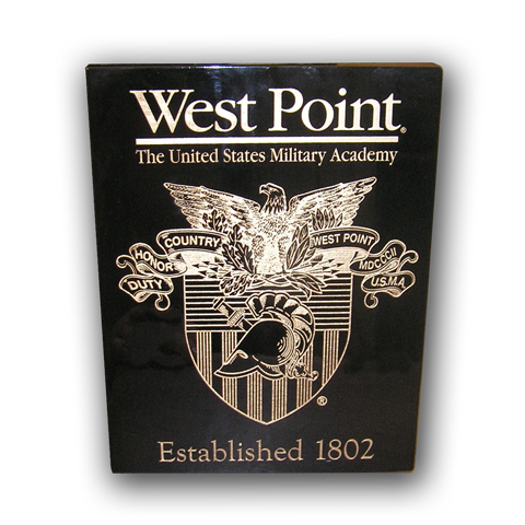 7x9 West Point Black Piano Finish Plaque With Crest and Established Date