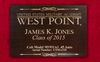 West Point Class Pistol Custom Display Case with glass top includes a custom engraved placard with Cadets name and graduating year
