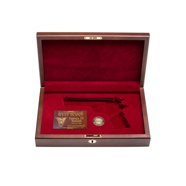 West Point Class of 1986 Class Pistol Display Case - Engraved Top Open